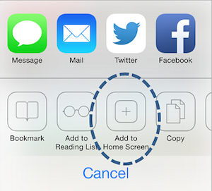 ios7 add to home screen
